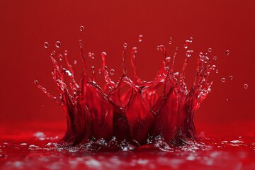 Leinwandbilder - Red liquid splash crown, isolated on red background.