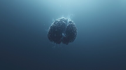 Poster - 3D rendered human brain with glowing energy particles.