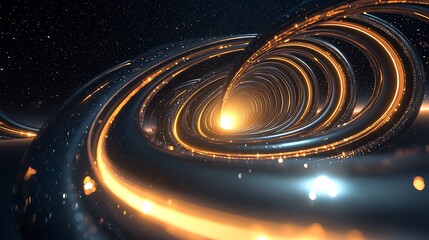 Wall Mural - a series of rings expanding endlessly in all directions, glowing brightly.