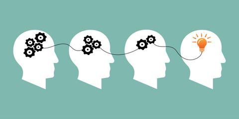 Concept of psychotherapy, brainstorming and mental problem solving with a human head in the background