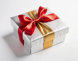 Wall Mural - gift box with red ribbon