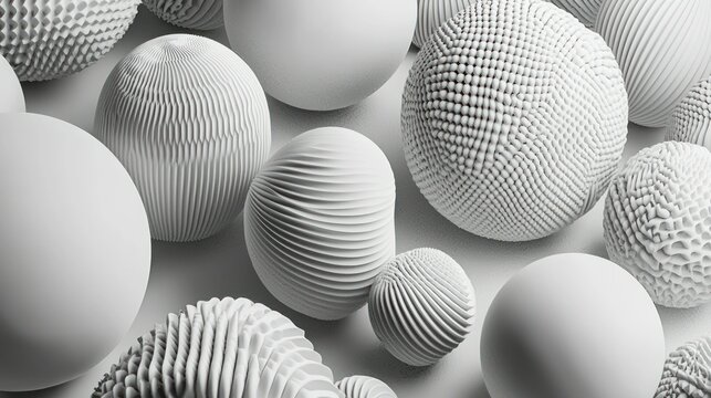 Abstract background of textured white spheres.