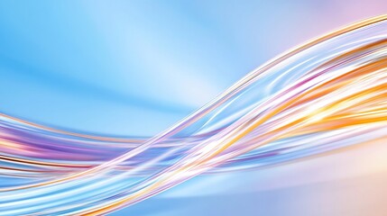 Poster - Abstract waves of color on a soft blue background.