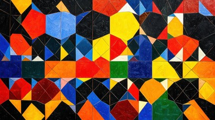 Poster - Abstract geometric artwork with vibrant colors and shapes.