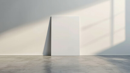 Poster - Minimalist Gallery Setting with Empty Poster Space Against Neutral Wall