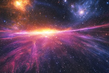 Wall Mural - a vast, infinite field of radiating cosmic energy and distant galaxies.
