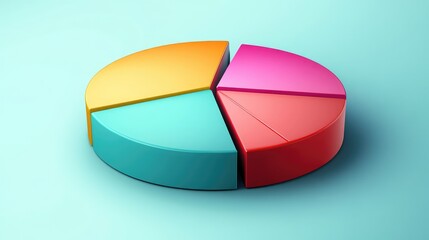 Poster - Vibrant and Modern 3D Pie Chart on Soft Blue Background
