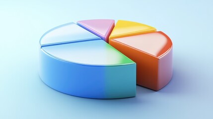 Poster - 3D Colorful Pie Chart Representing Data Analysis and Statistics Visual