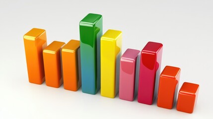 Poster - Colorful Bar Graph with Shiny Finish on a Light Background