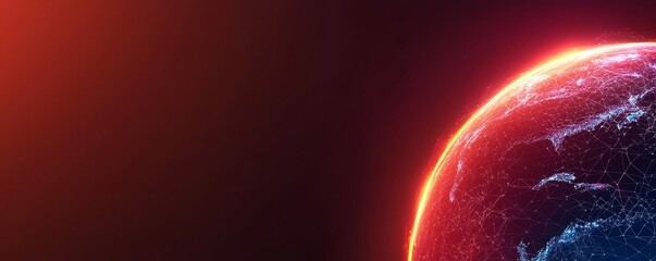 Wall Mural - A vibrant depiction of a planet with glowing edges, set against a cosmic backdrop, evoking a sense of wonder and exploration.