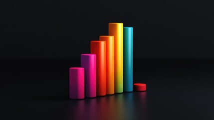 Poster - Colorful Cylinders Creating a Dynamic Bar Graph on Dark Background