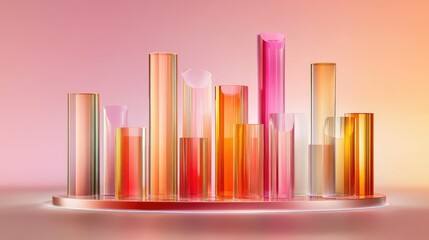 Poster - Colorful Transparent Cylinders on Minimalist Background for Design