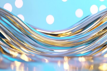 Poster - Abstract waves of metallic colors with a blurred background.