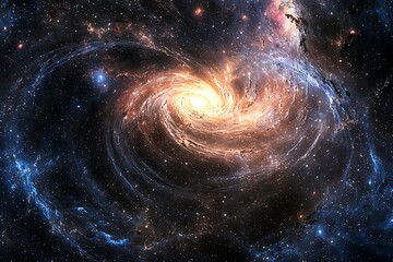Wall Mural - an infinite field of swirling galaxies and distant cosmic bodies in motion.