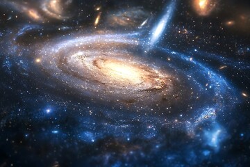 Wall Mural - an infinite field of swirling galaxies and distant cosmic bodies in motion.