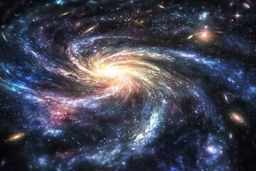 Wall Mural - an infinite field of swirling galaxies and distant cosmic bodies in motion.