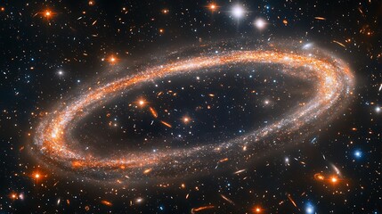 Wall Mural - an infinite loop of swirling galaxies and radiant cosmic dust particles in space.