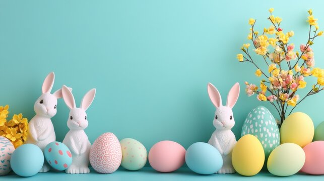 Fun and creative Easter decorations: a collection of bunnies and eggs in vibrant colors celebrating spring.