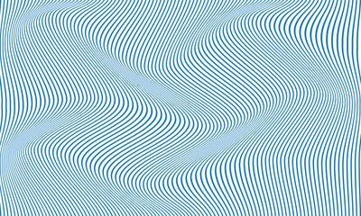 Poster - abstract simple blue thin line wave pattern can be used background.