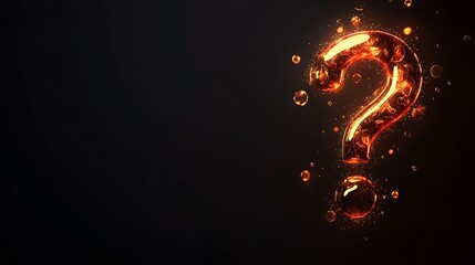 Wall Mural - Glowing golden question mark on dark background. (2)