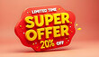 © GUS - 3d badge shape yellow and red super offer promo discount background