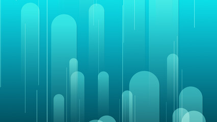 Poster - Blue lines and shapes are moving from the bottom middle of a gradient abstract background, horizontal composition. Event and banner background.
