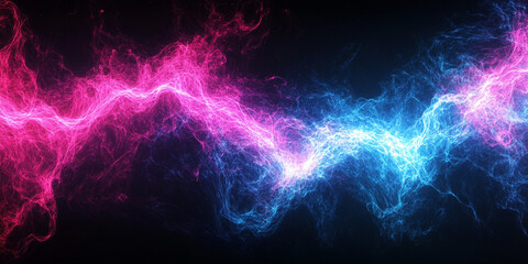 Wall Mural - Electric magenta and cyan light trails creating vivid contrasts in black