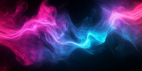 Wall Mural - Electric magenta and cyan light trails creating vivid contrasts in black