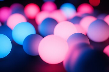 Poster - A vibrant arrangement of glowing spheres in blue and pink hues.