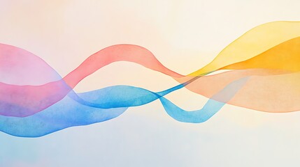 Wall Mural - Abstract Colorful Waves Flowing Gracefully Across White Background