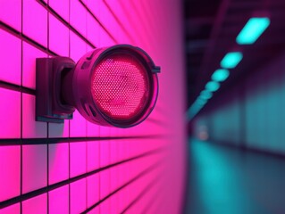 Poster - Vibrant neon light installation urban subway photography abstract environment close-up viewpoint
