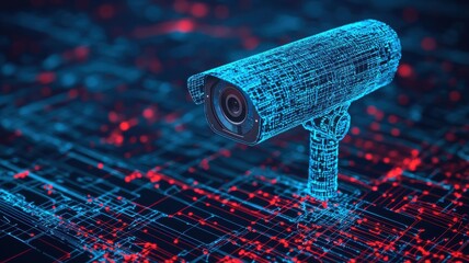 Poster - Surveillance technology innovations urban environment digital artwork futuristic viewpoint security concepts