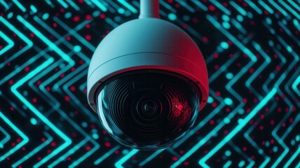 Poster - Surveillance camera monitoring digital patterns modern environment high-tech photography abstract viewpoint