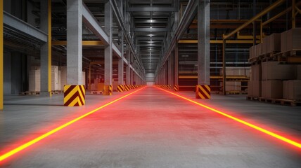Poster - Laser safety line installation industrial warehouse video tutorial modern facility aerial view engineering insight