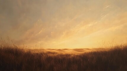 Wall Mural - Golden Sunset Over Rolling Hills and Grasslands