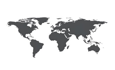 gray vector illustration of a world map on a white background