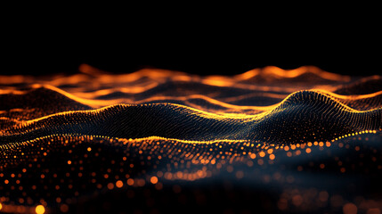 Poster - Digital abstract waves with glowing dots create a mesmerizing visual experience