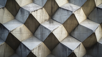 Poster - Textured concrete facade featuring geometric patterns with a modern design aesthetic