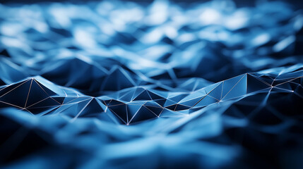 Poster - Abstract representation of blue geometric waves in a digital environment