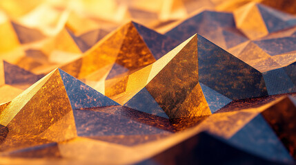 Poster - Bright geometric patterns create an abstract landscape with warm tones and sharp angles