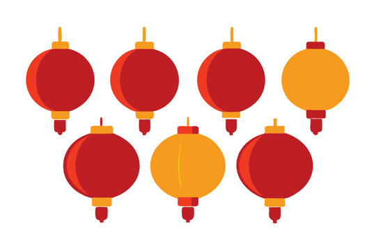 Chines Day Lantern vector Icon Set