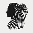 © sahenur89 - very simple flat and minimalist dreadlocks hairstyle silhouette with black color and white background