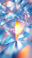 Wall Mural - Abstract Crystal Facets  Blue  Orange  Light  Gradient  Background