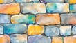 © Osc AI - Colorful watercolor texture of a brick wall, ideal for backgrounds and design projects.