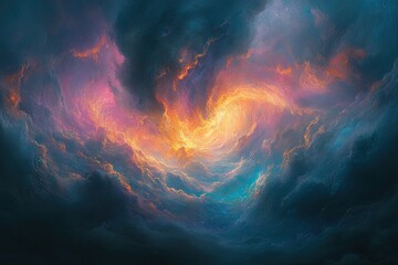 Wall Mural - Colorful swirl of clouds and fire in the sky