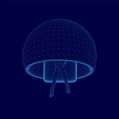 Poster - Blue image of a jellyfish with a person sitting on it. The jellyfish is surrounded by a blue background