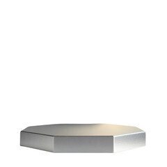 Poster - metallic hexagonal display platform with soft lighting effect