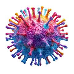 Poster - Colorful 3D Illustration of a Virus Particle with Spiky Surface