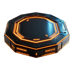 Fototapete - Futuristic Geometric Object with Glowing Edges and Dark Surface