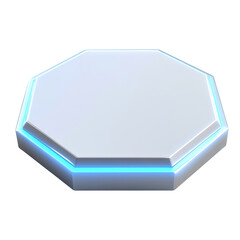 Poster - white octagonal platform with glowing blue edge for display purposes